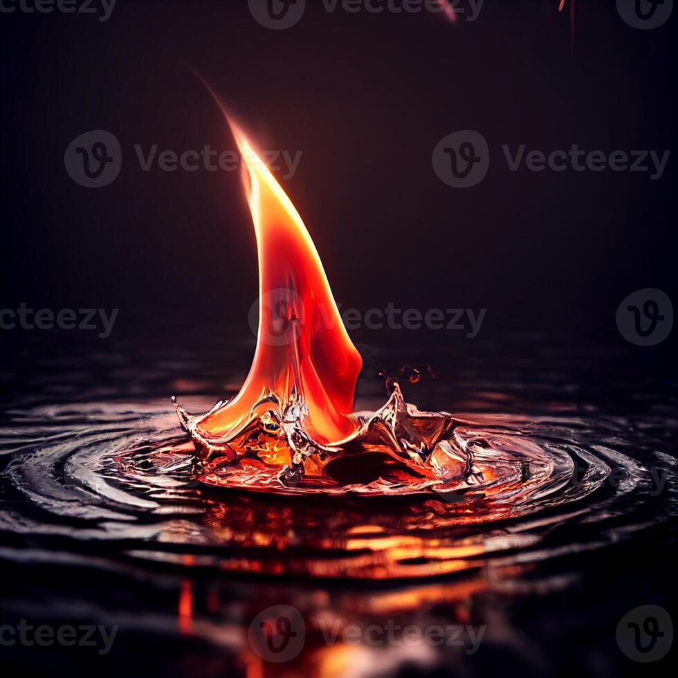 flame on splashing water detailed vivid monumental. . photo