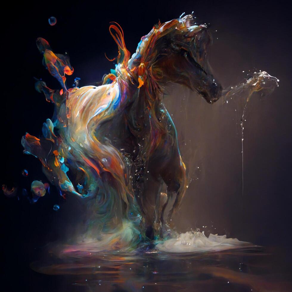 fantasy magical abstract horse splashing. photo