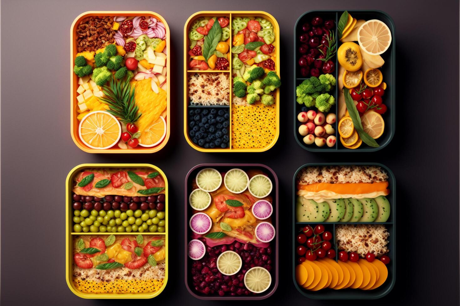 comida deberes contenedores lleno con sano almuerzos generativo ai foto