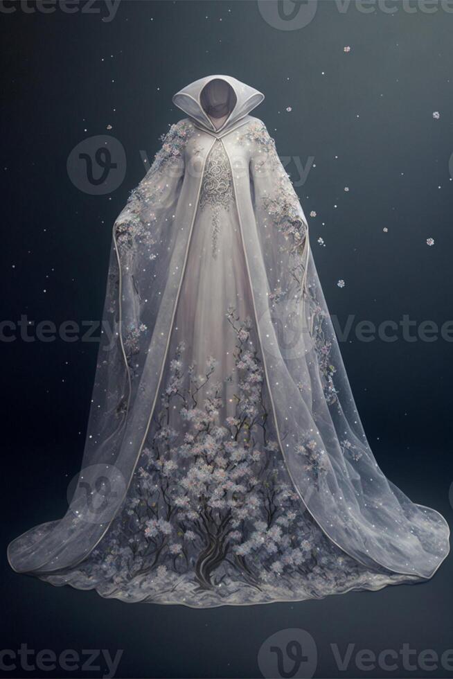 Stunning Chinese Hanfu silk wedding dress embroidered. . photo