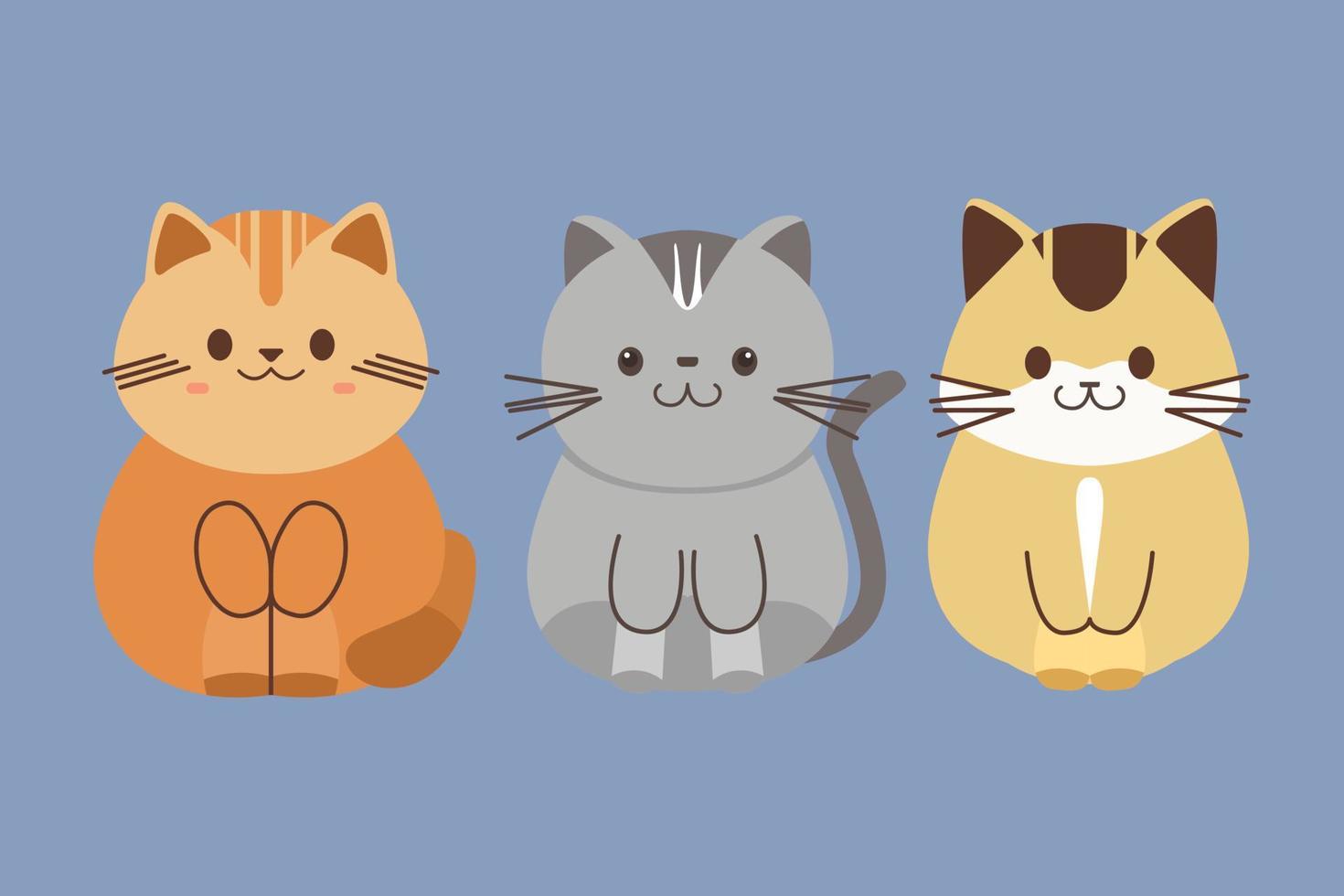 cute fat cat flat illustration vector