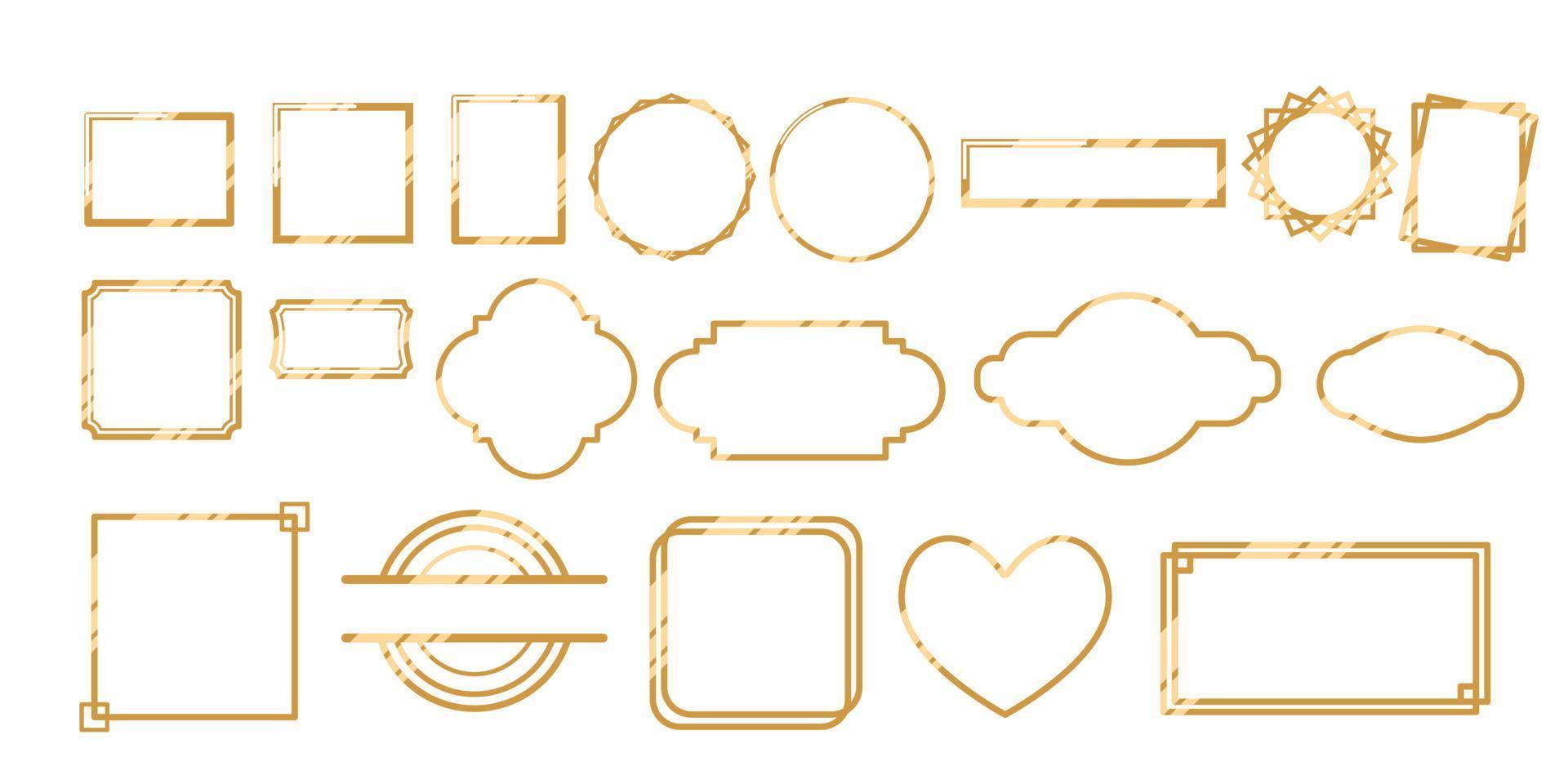 Gold frame vector set collection graphic clipart design