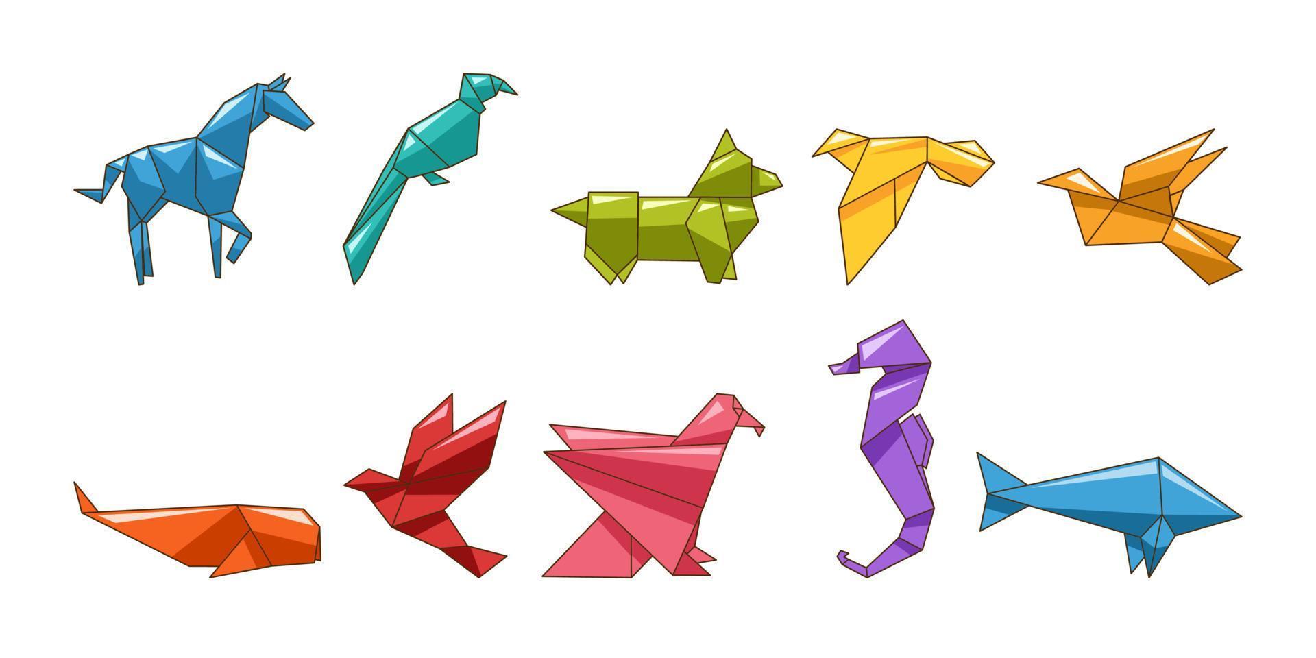 Origami vector set collection graphic clipart design