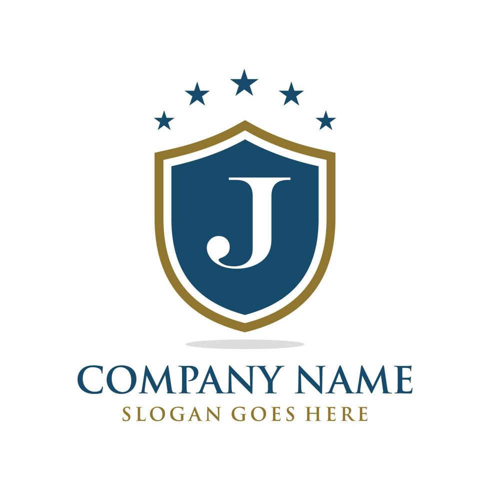 Letter J shield logo design vector