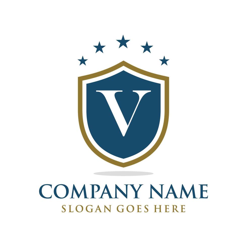 Letter V shield logo design vector