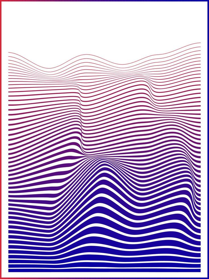 Editable Colorful abstract pattern with wavy lines. Optical art background. Black and white wave design with zebra stripes. red and blue Vector illustration for poster or any for graphic background