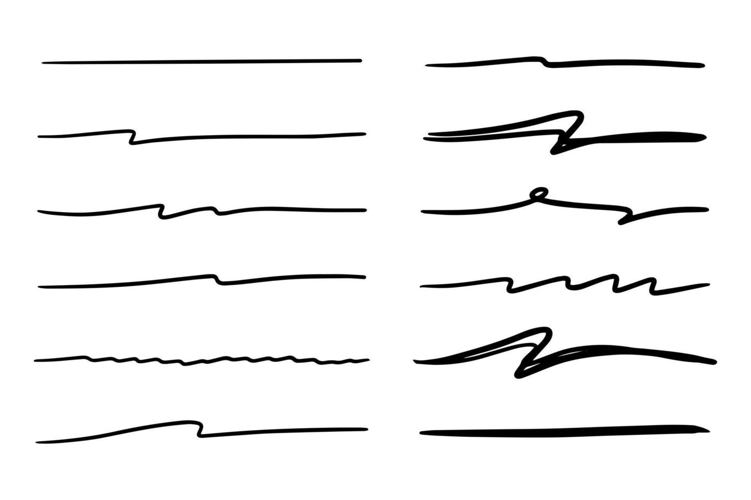 Vector set of hand drawn underline.