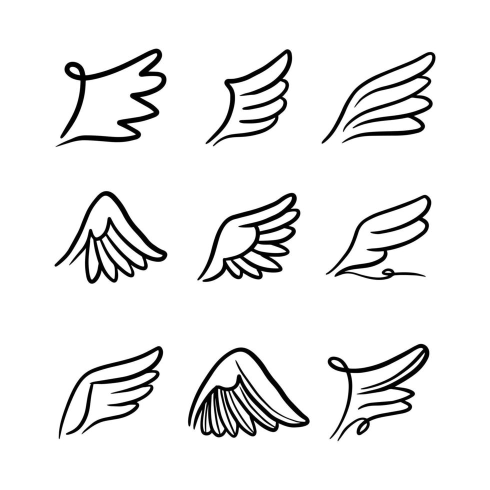 Sketch angel wings. Angel feather wing. Vector illustration.