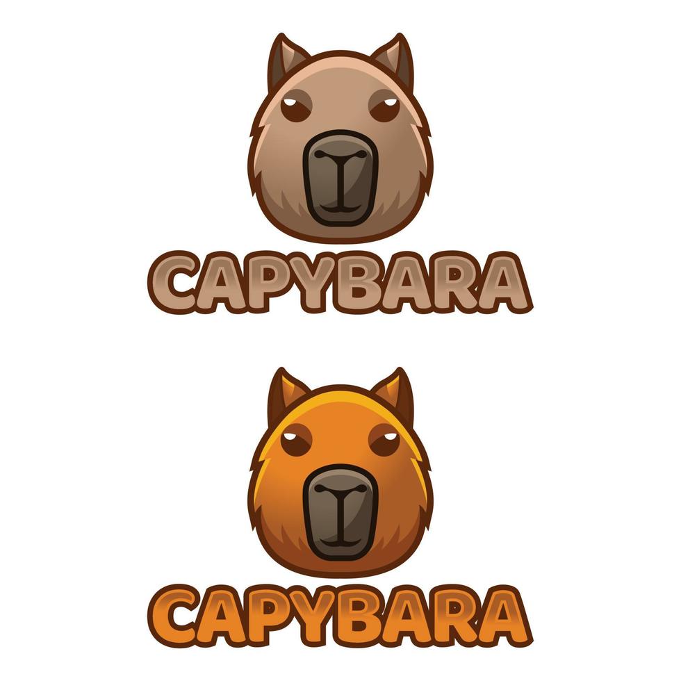 Modern vector flat design simple minimalist logo template of cute capybara cartoon head vector for brand, emblem, label, badge. Isolated on white background.