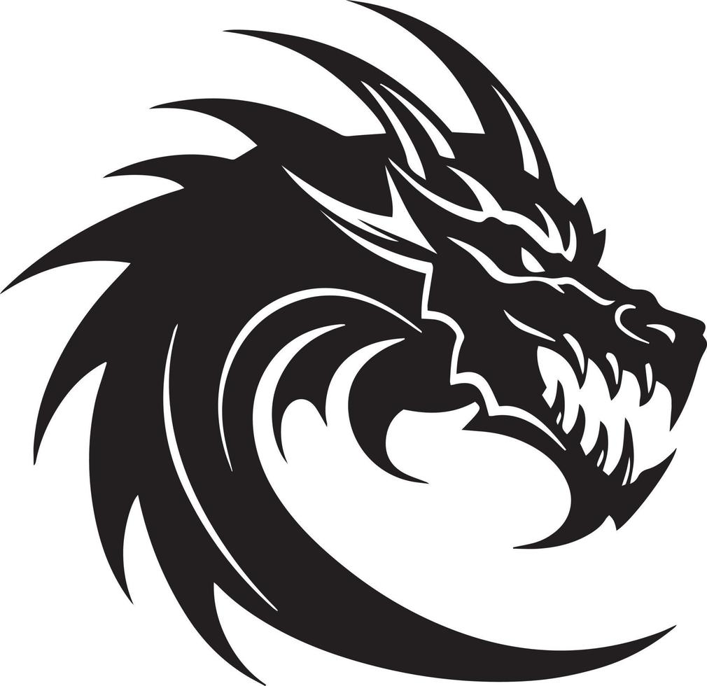 Dragon tattoo design. Vector project of black angry dragon.