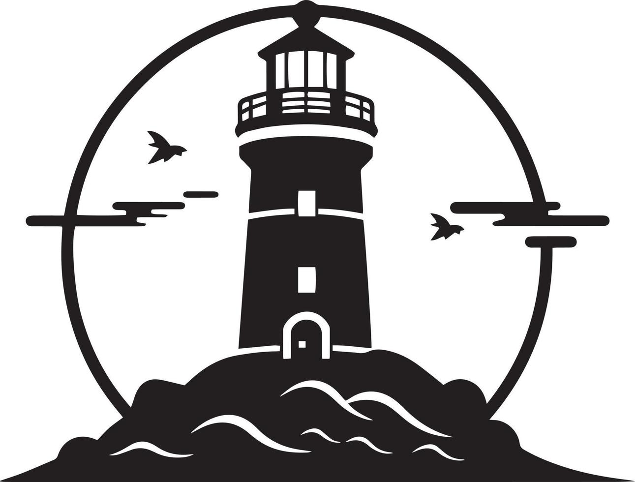 Lighthouse on the island vector. Lighthouse tattoo. vector