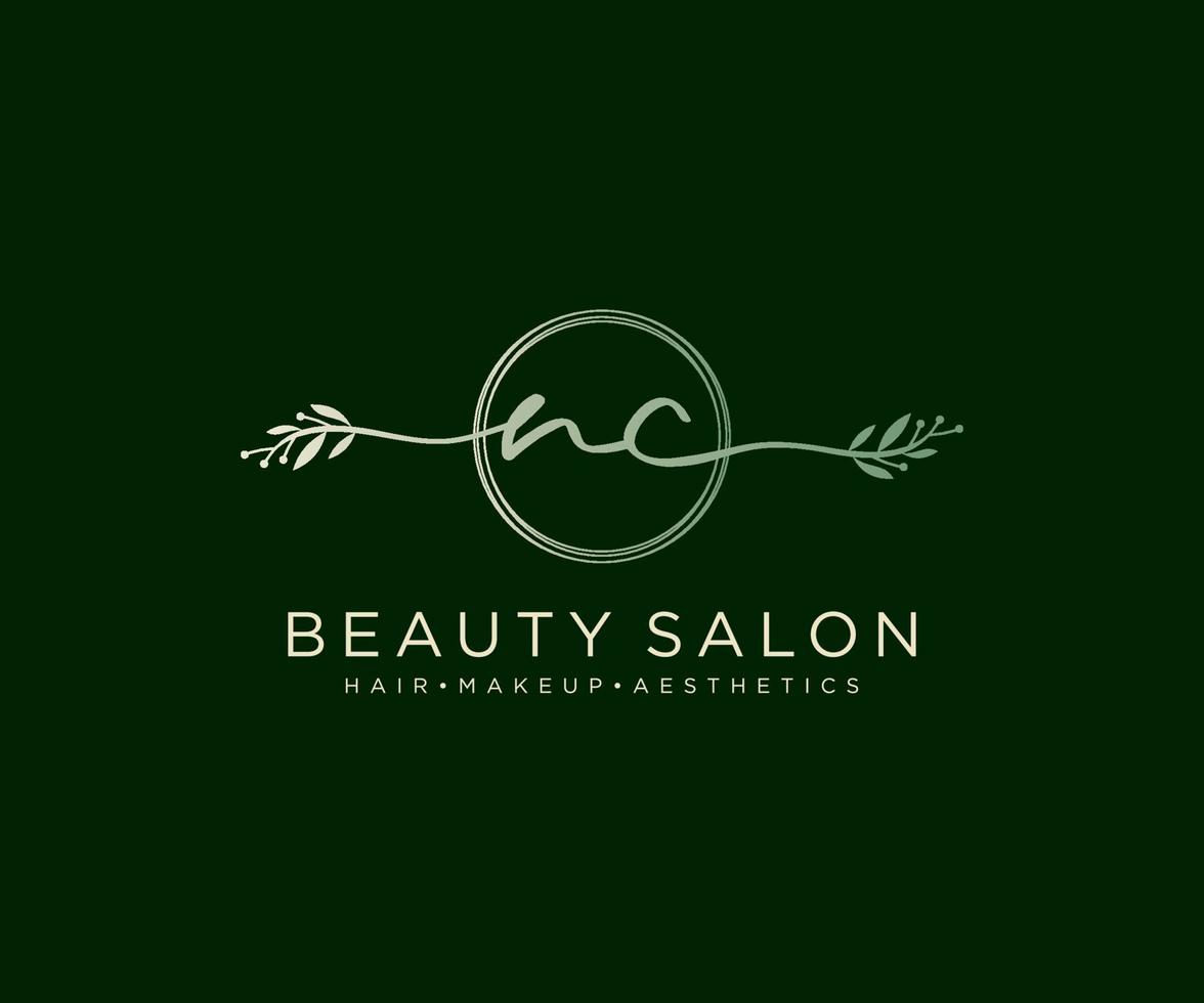 Initial NC feminine logo collections template. handwriting logo of initial signature, wedding, fashion, jewerly, boutique, floral and botanical with creative template for any company or business. vector