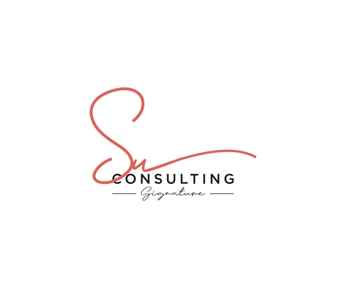 Initial SU signature logo collection template vector. Hand drawn Calligraphy lettering Vector illustration.