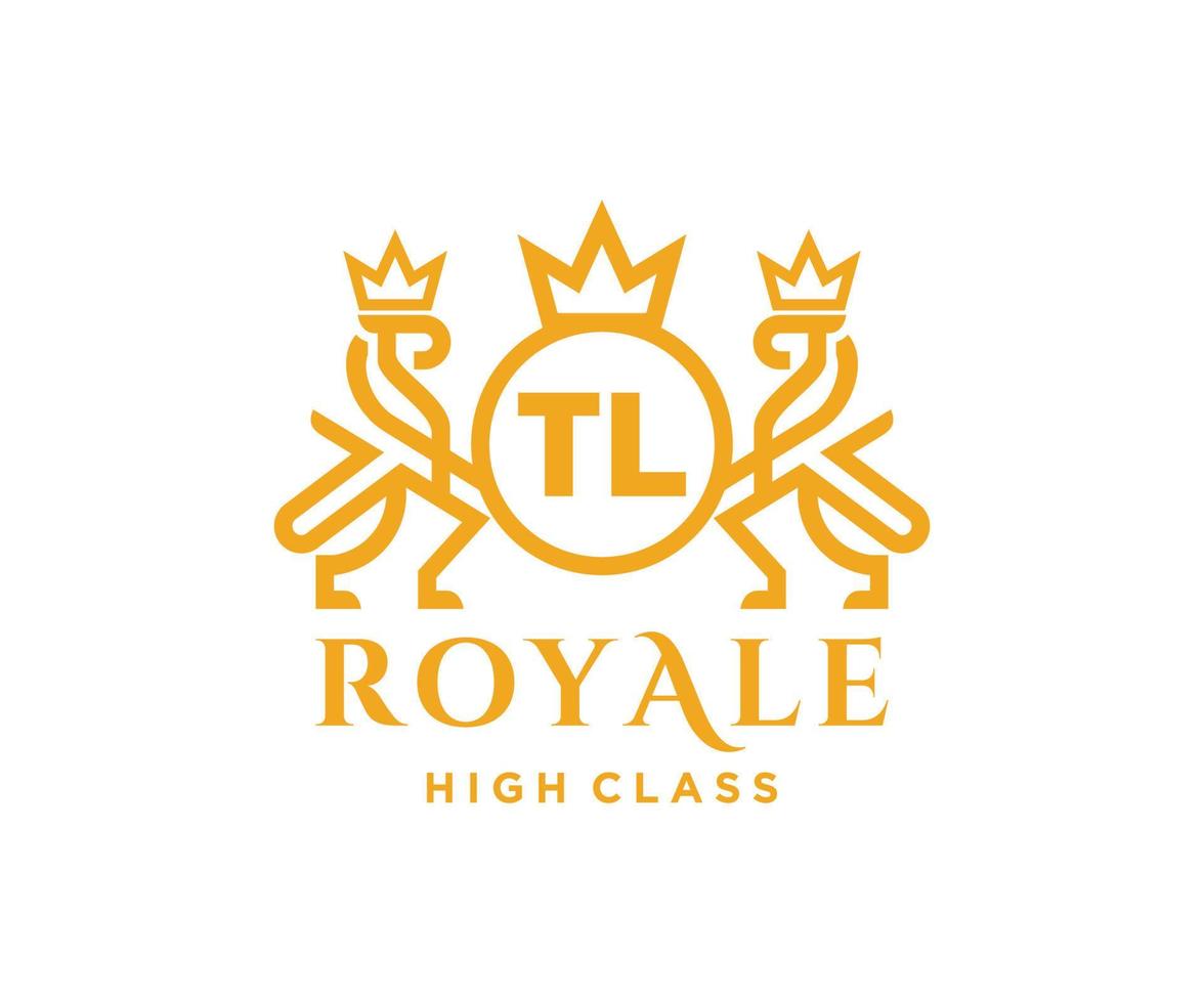 Golden Letter TL template logo Luxury gold letter with crown. Monogram alphabet . Beautiful royal initials letter. vector
