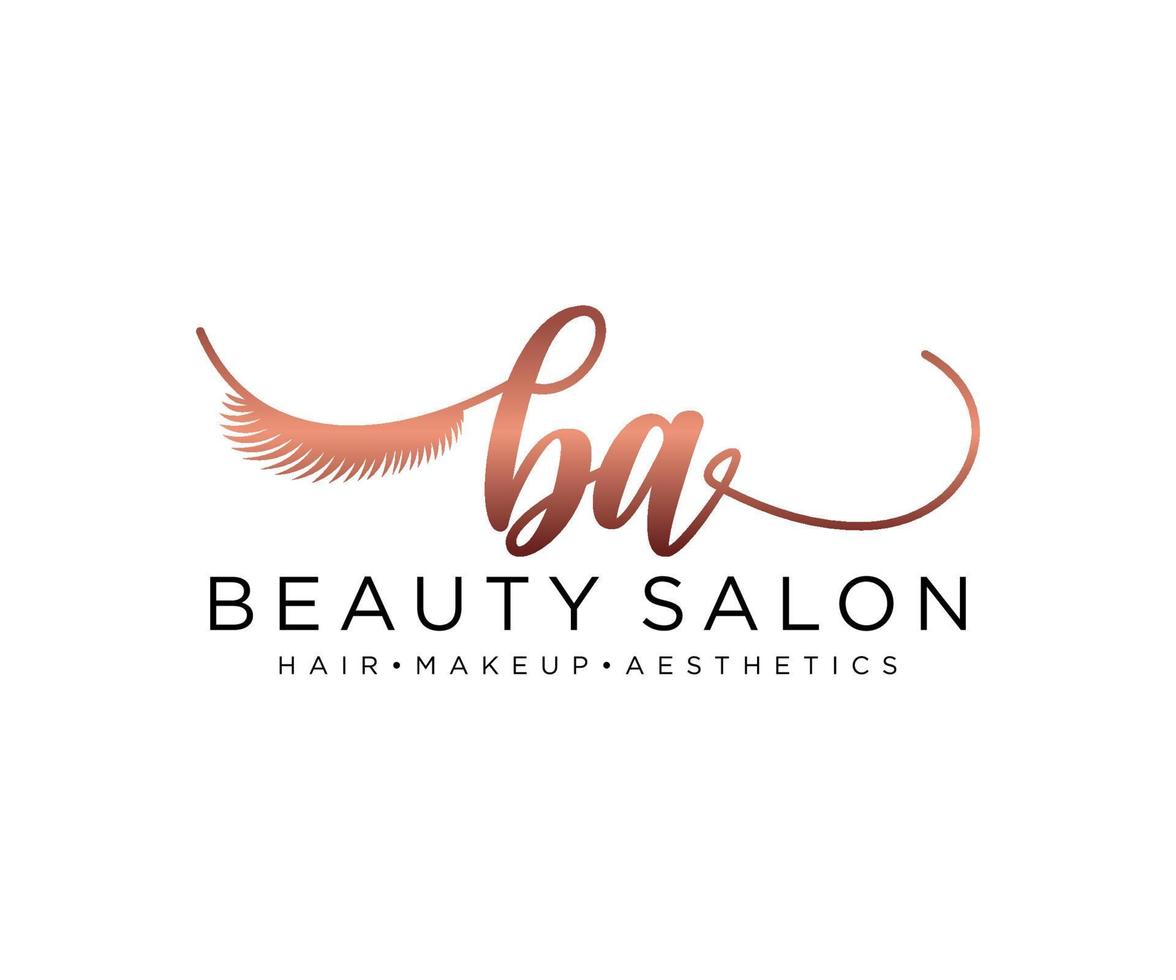 Initial BA feminine logo collections template. handwriting logo of initial signature, wedding, fashion, jewerly, boutique, floral and botanical with creative template for any company or business. vector