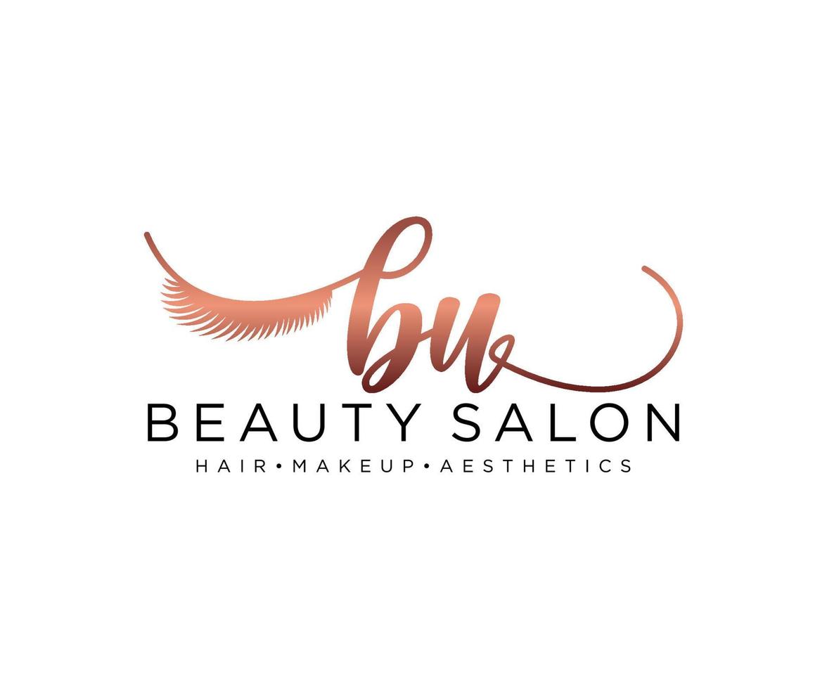 Initial BU feminine logo collections template. handwriting logo of initial signature, wedding, fashion, jewerly, boutique, floral and botanical with creative template for any company or business. vector