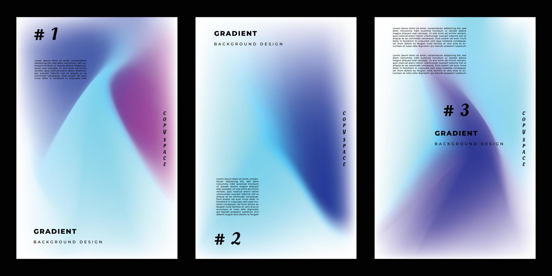 Colorful fluid mesh gradient poster design set copy space vector