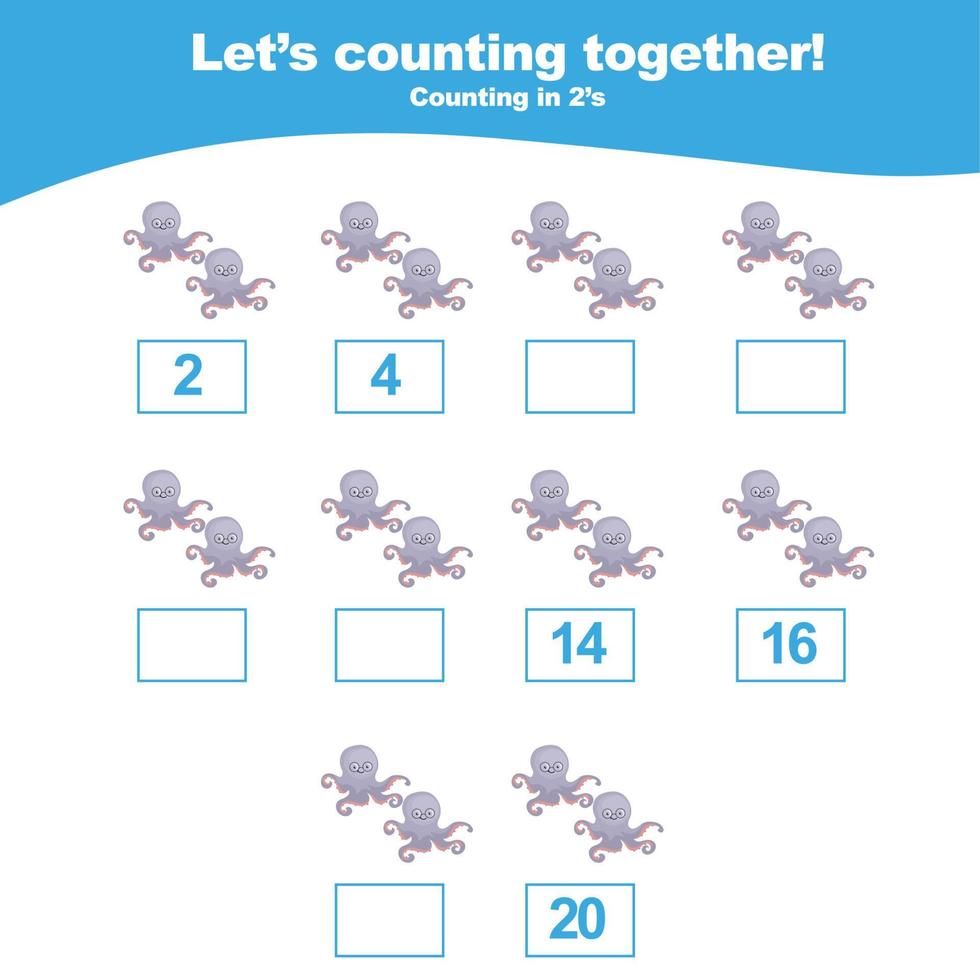 Count and write animal worksheet. Mathematic worksheet. Educational printable math worksheet. Vector illustration.