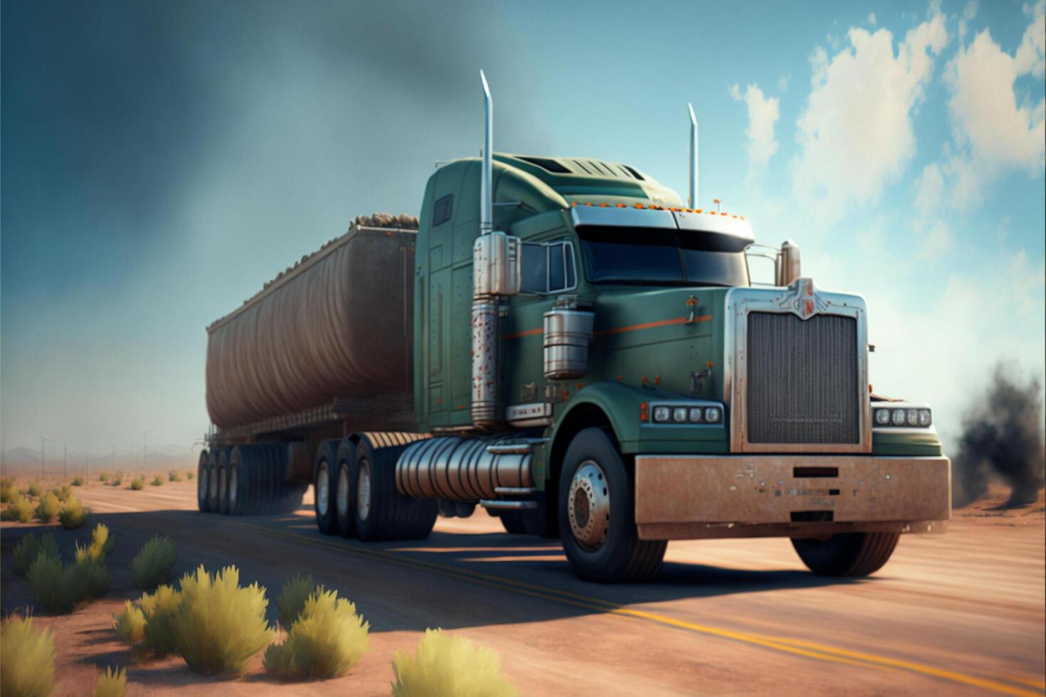 mid size truck on the road hyper realistic. photo