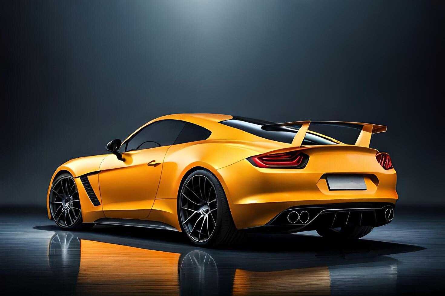 Modern orange sports car coupe on a dark background photo