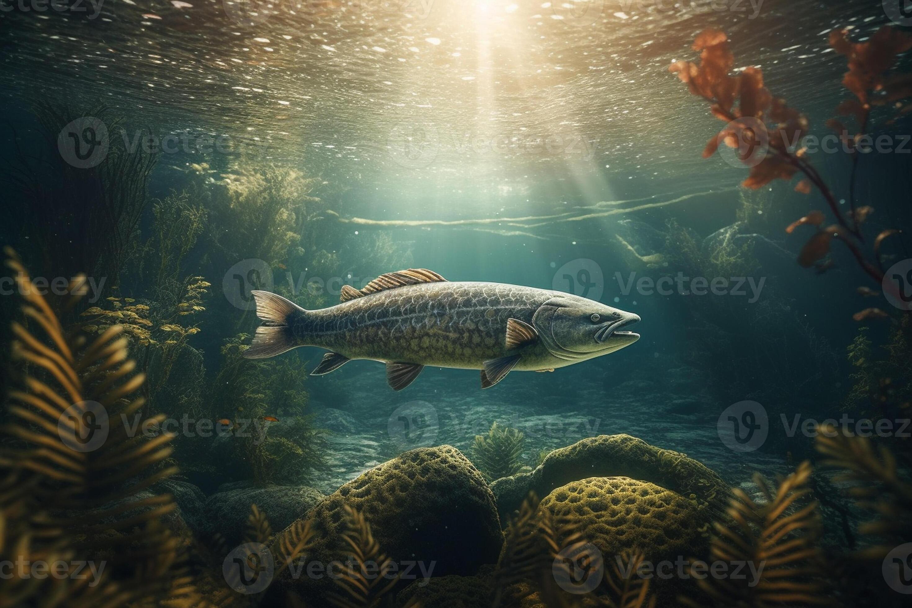 https://static.vecteezy.com/system/resources/previews/022/761/060/large_2x/underwater-view-of-a-rainbow-trout-fish-swimming-in-the-ocean-ai-generated-photo.jpg