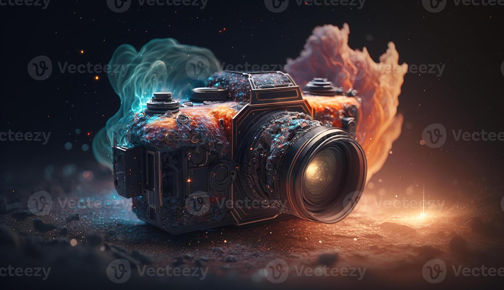 Digital art unique camera capturing space photo