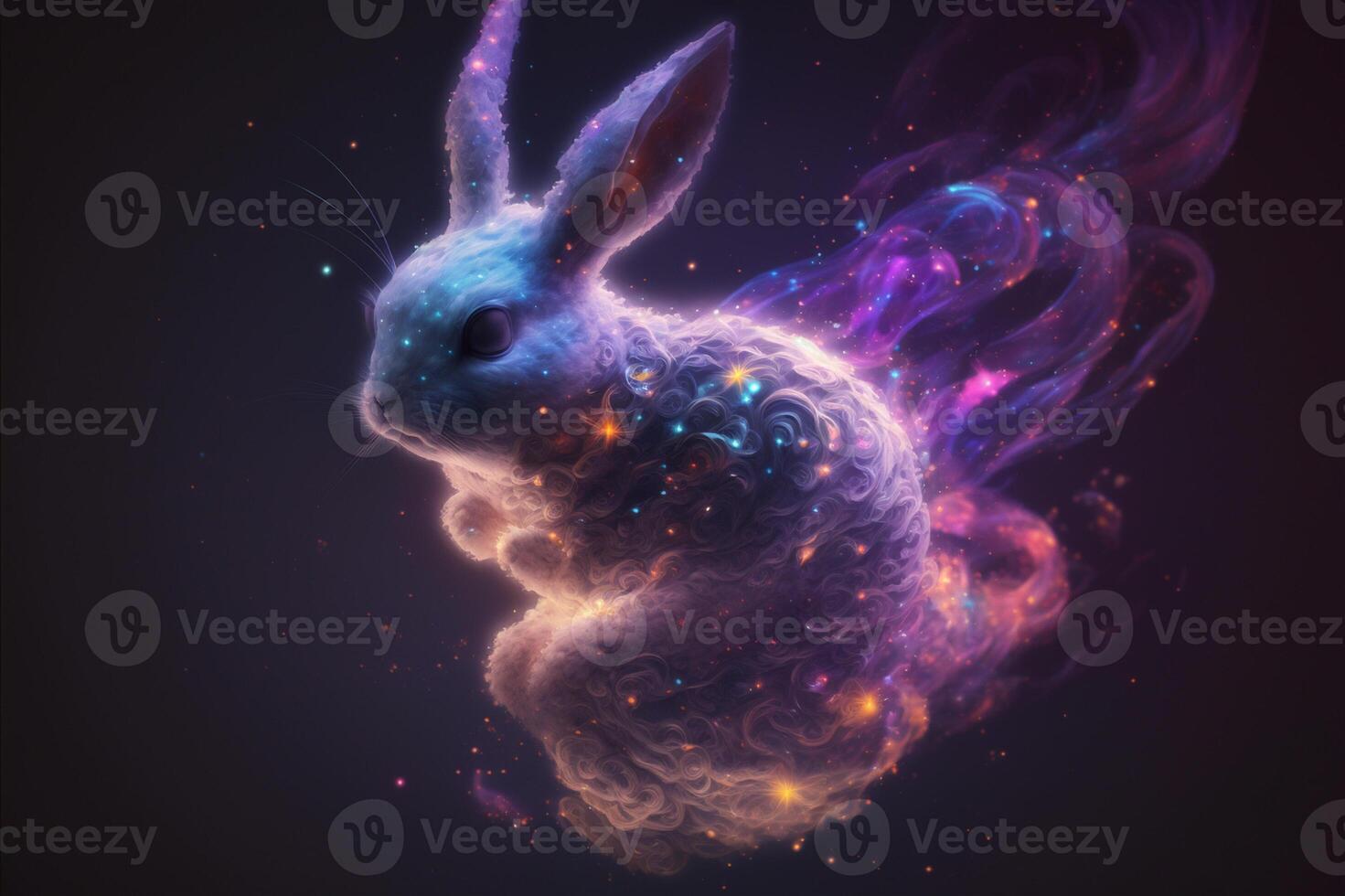 A purple rabbit in abstract space background 22761119 Stock Photo at