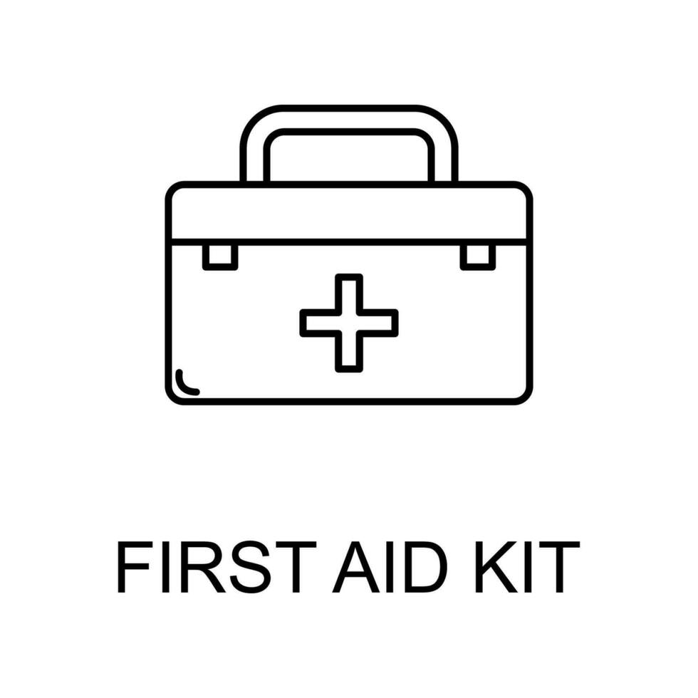 first aid kit line vector icon