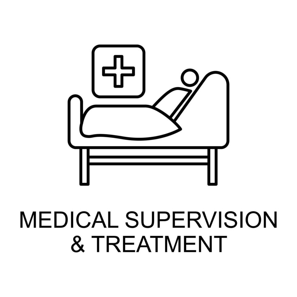medical supervision and treatment line vector icon