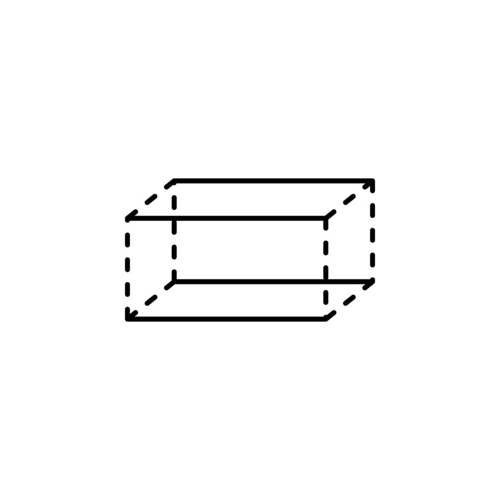 3d rectangle with dashed edges vector icon