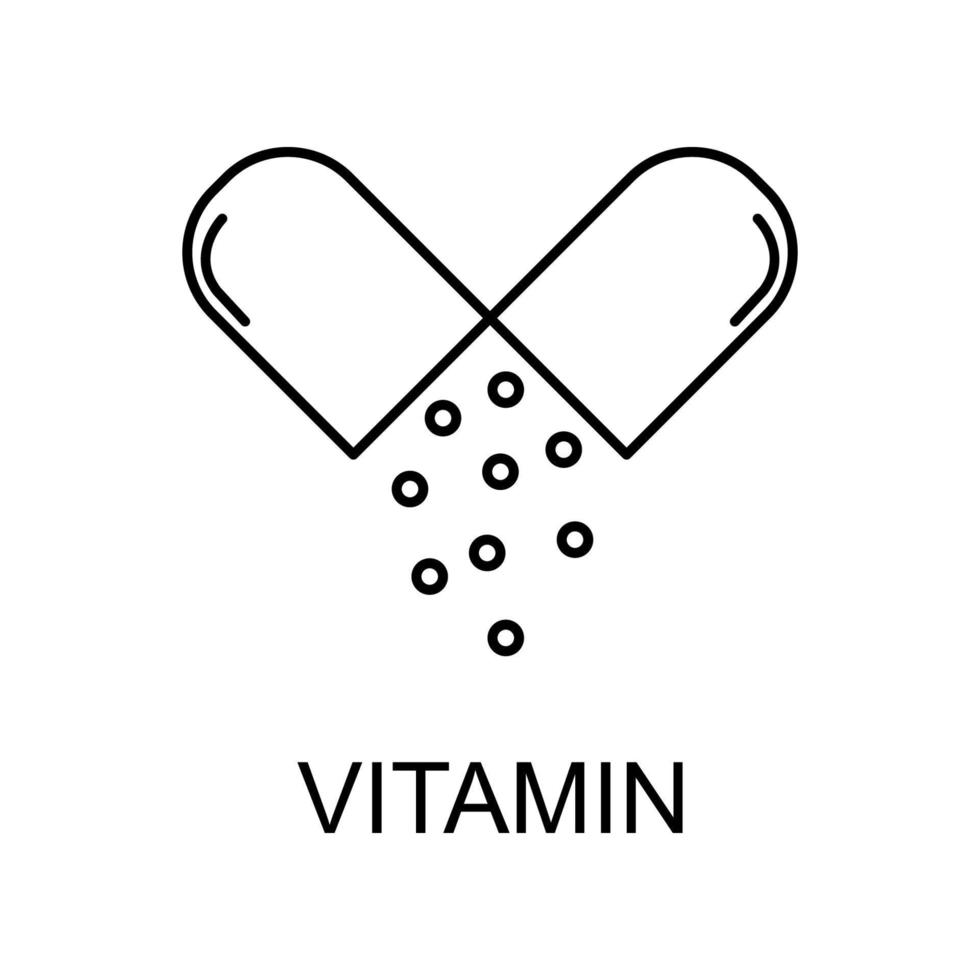 vitamin pills line vector icon