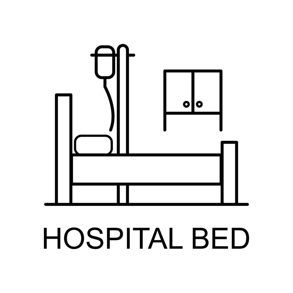 hospital bed line vector icon