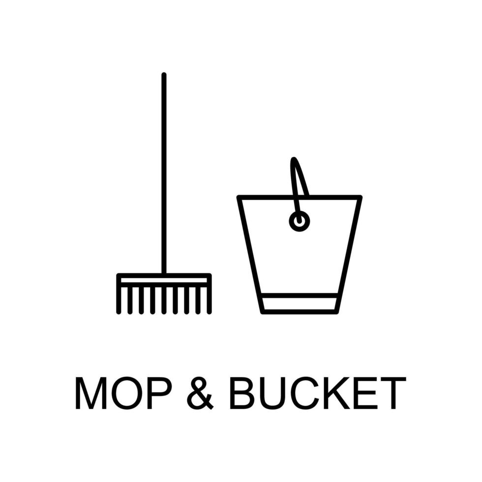 mop and bucket vector icon