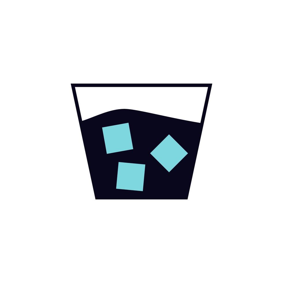 whiskey with ice vector icon