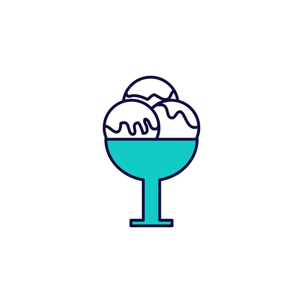 ice-cream in a glass vector icon