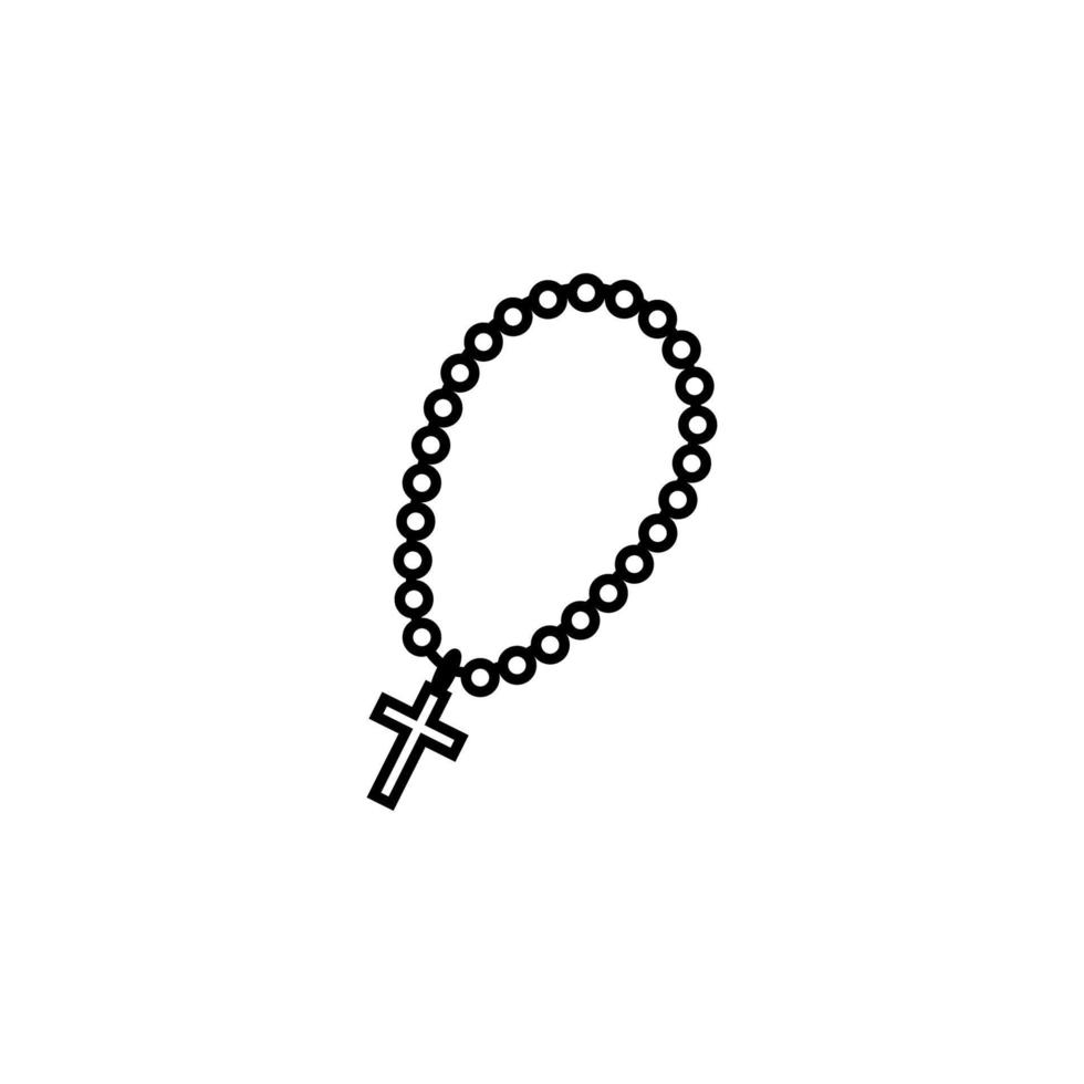 christian rosary outline vector icon