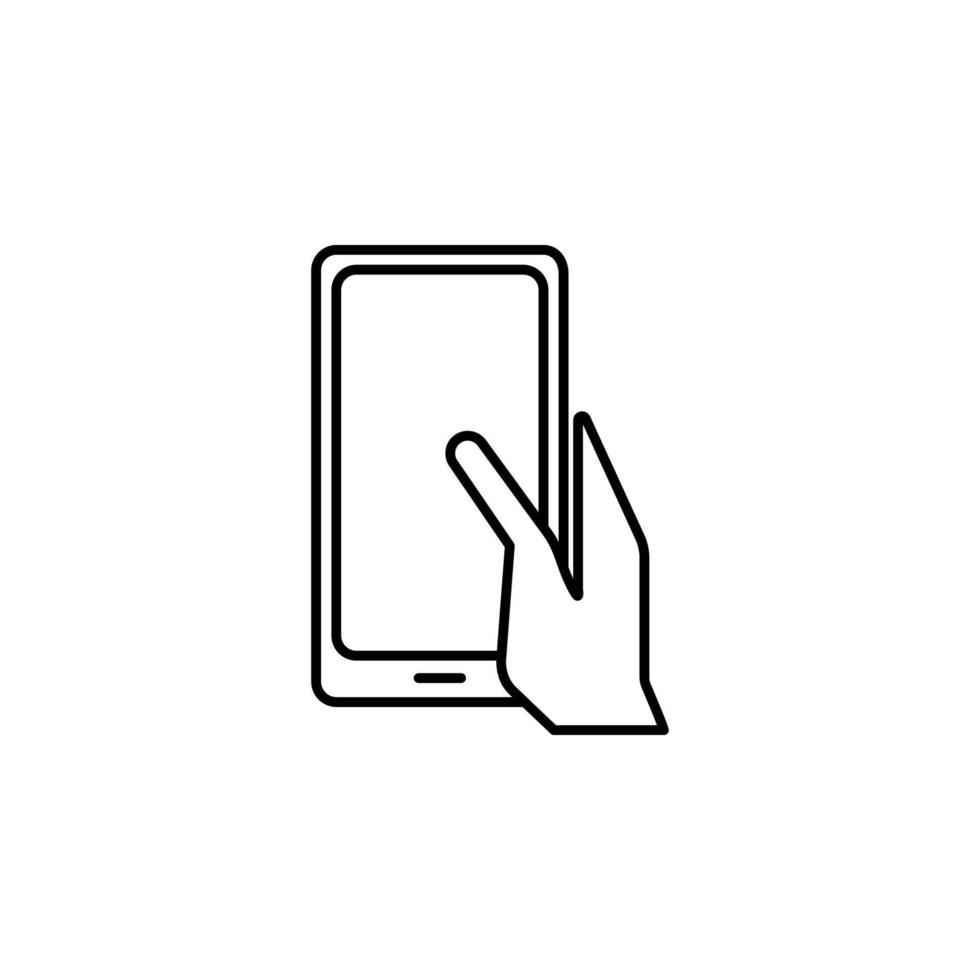 hand holds a tablet vector icon