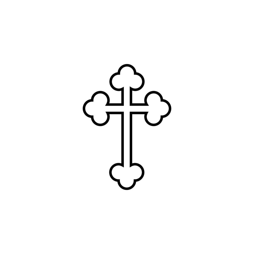 orthodox cross outline vector icon