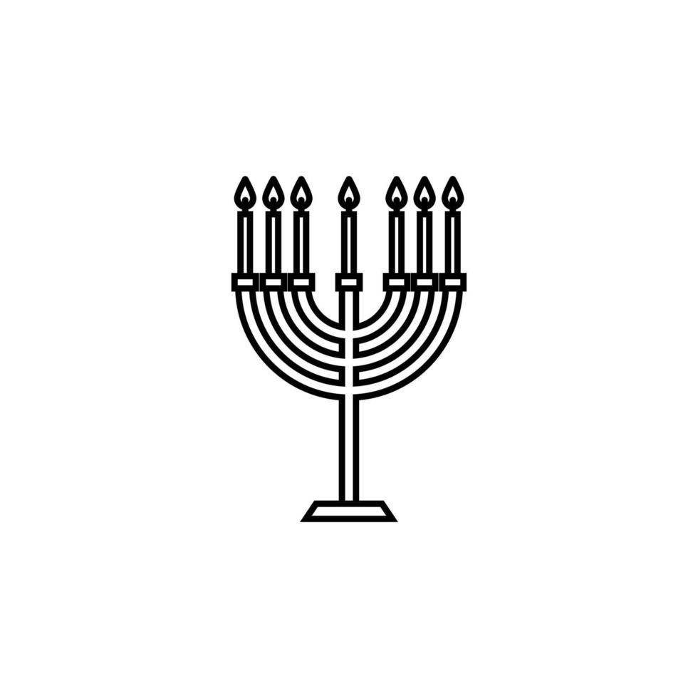 Hebrew candles outline vector icon