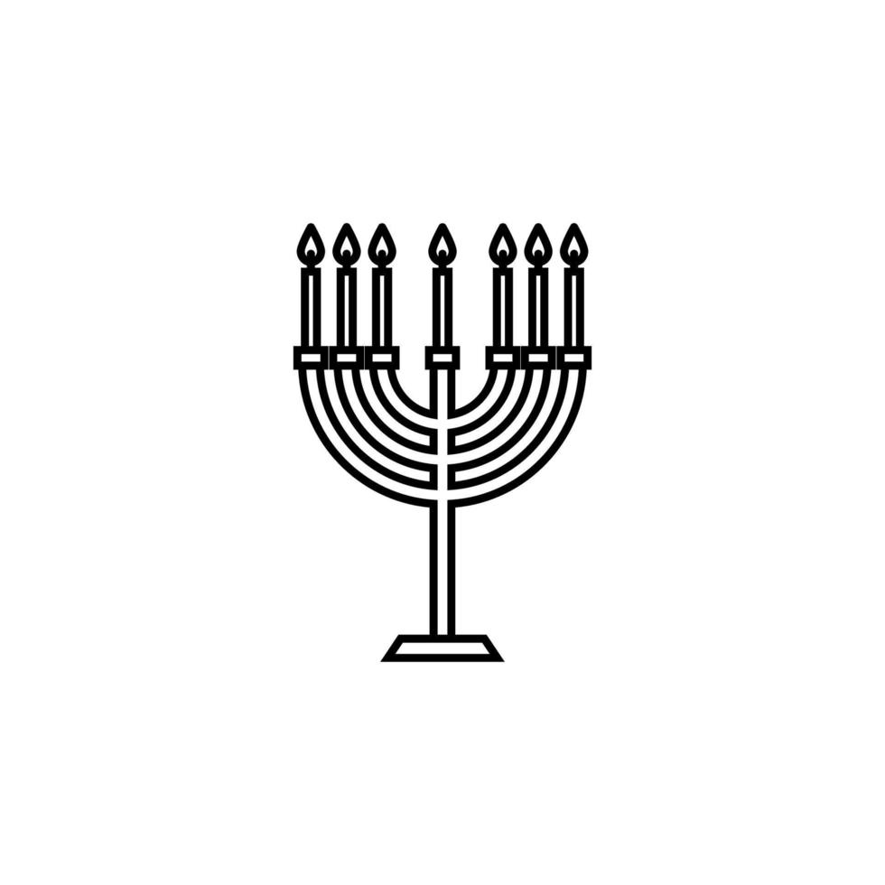 Hebrew candles outline vector icon