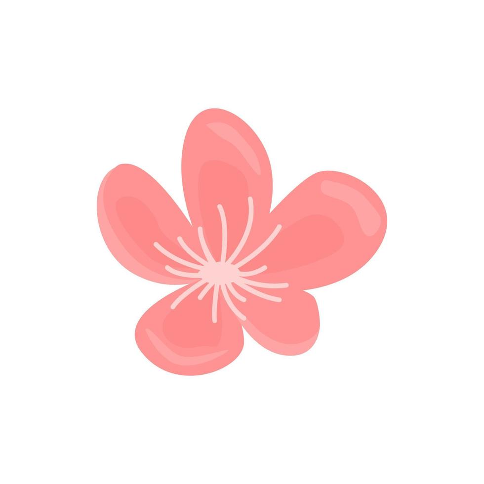 Nature background with blossom branch of pink flowers and butterfly vector icon