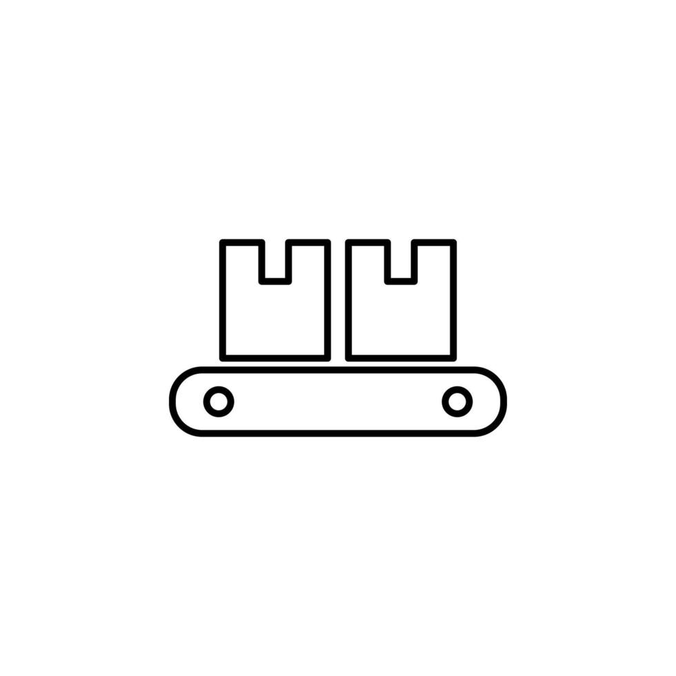 boxes on the conveyor belt outline vector icon