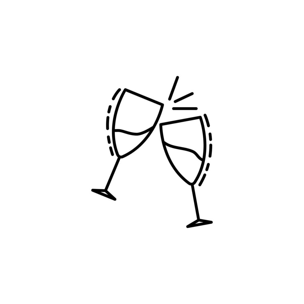 glasses of champagne dusk style vector icon