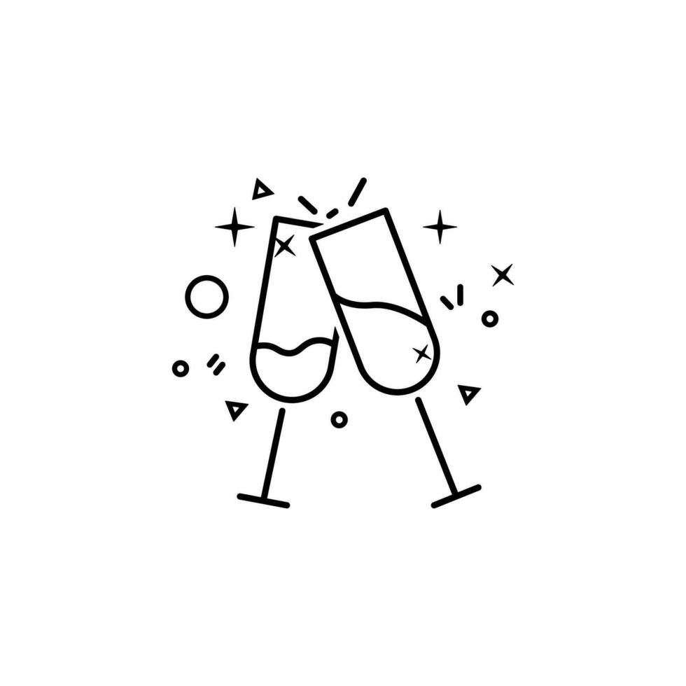 glasses of champagne dusk style vector icon