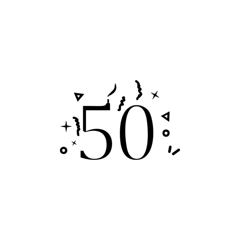 aniversario de 50 oscuridad estilo vector icono