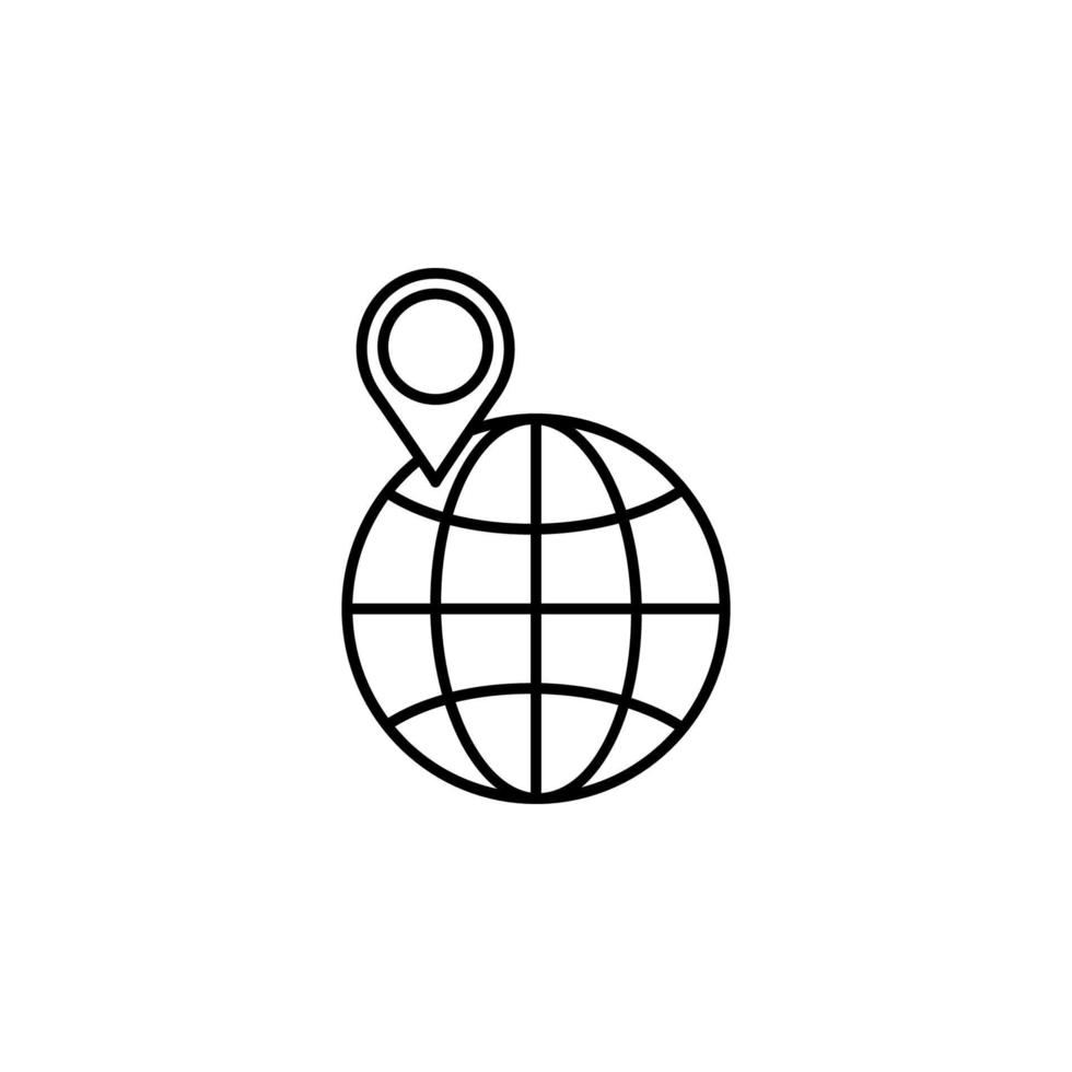 pin on the globe outline vector icon