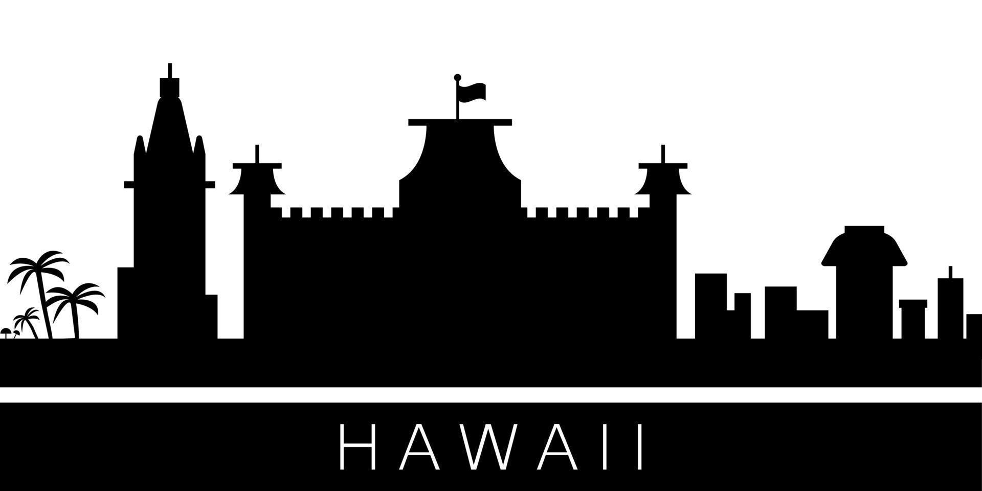 Hawaii detailed skyline vector