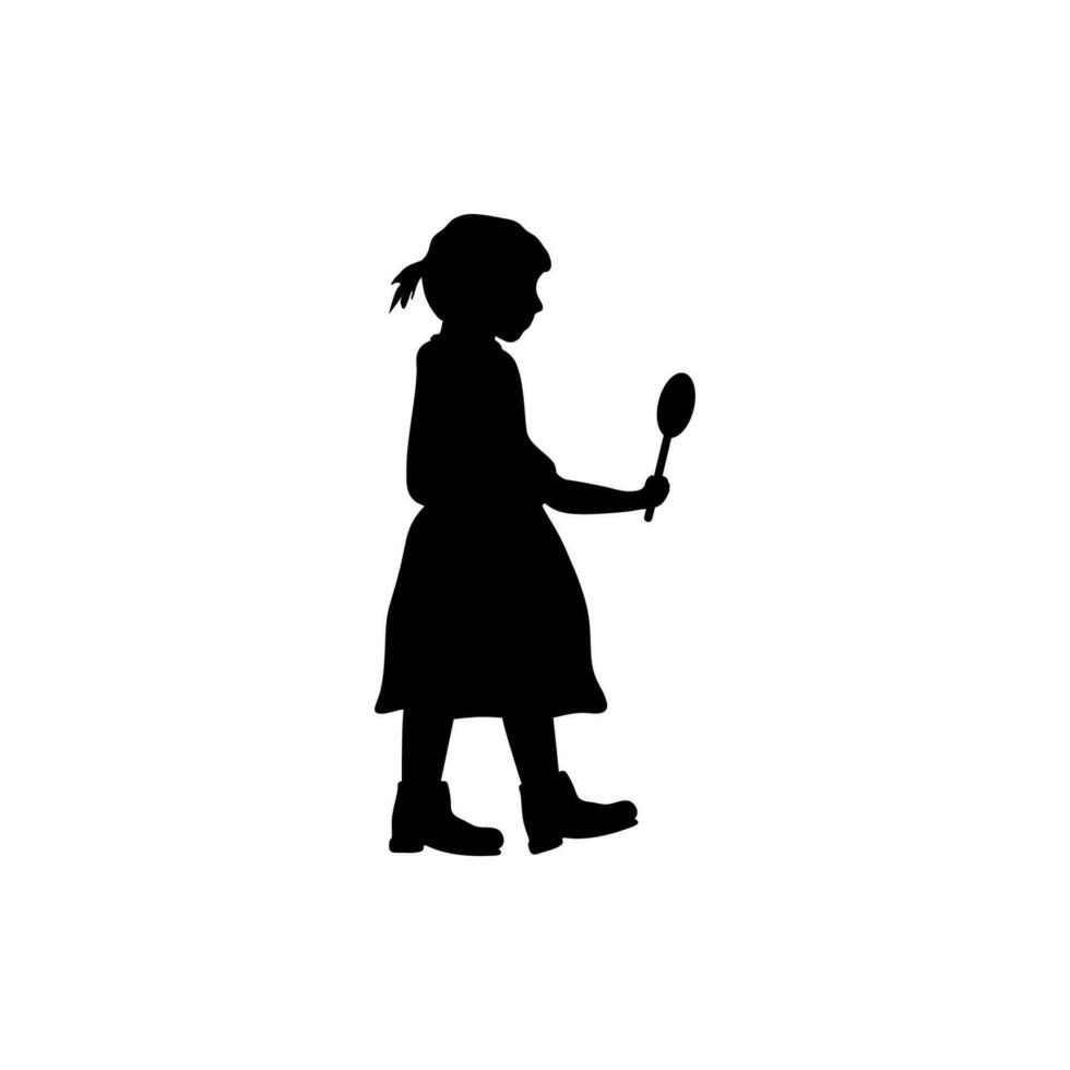 girl with candy silhouette vector icon