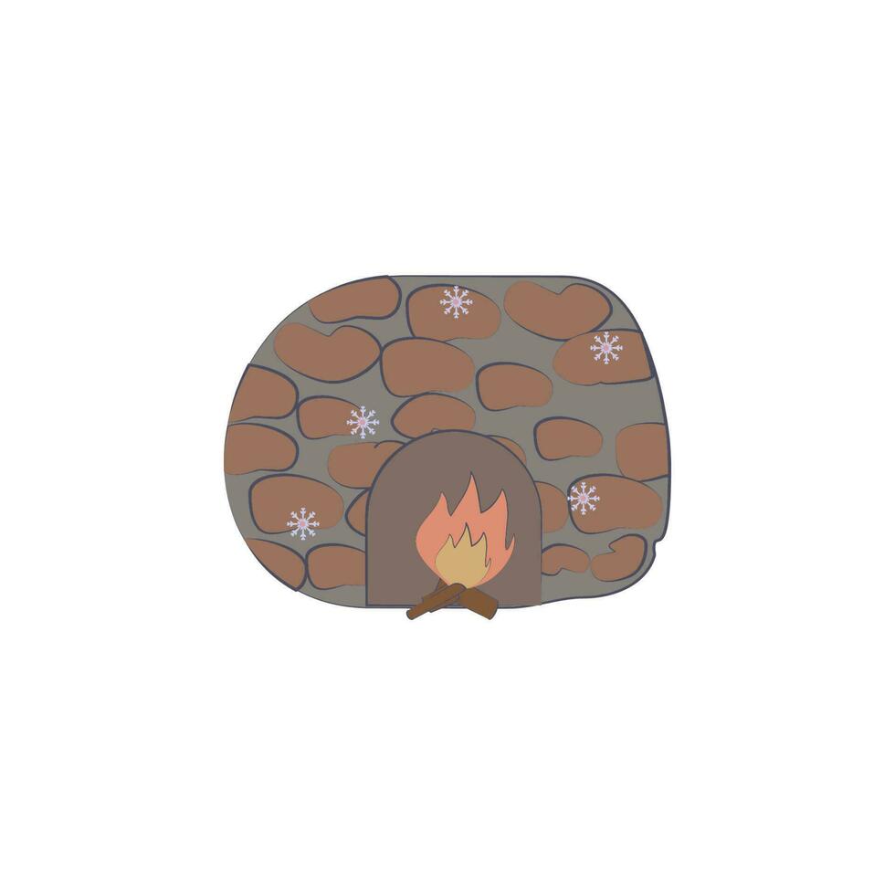 Fireplace, winter colored vector icon