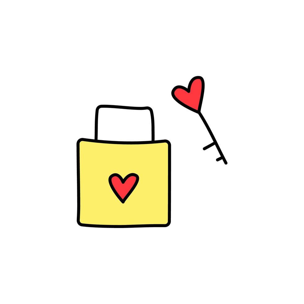 Valentine's Day, lock, key vector icon